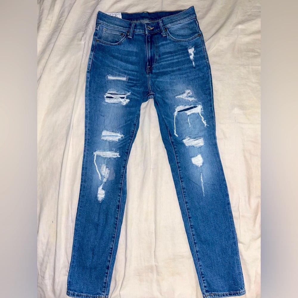 Men’s H&M Skinny Fit Coupe Moulante distressed blue denim jeans. 31x32